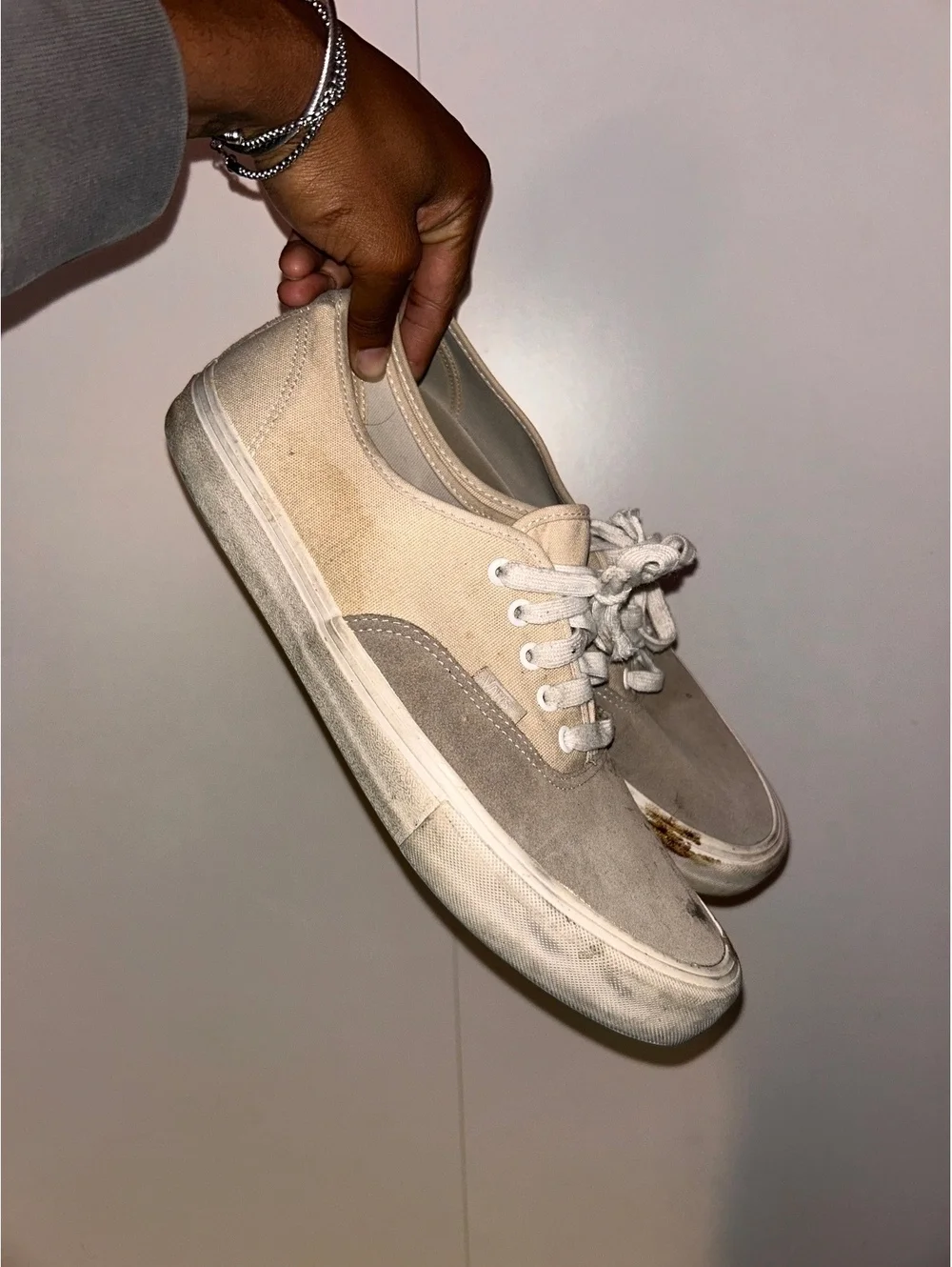 Vans Men's Two-Tone Beige Sneakers Size 9